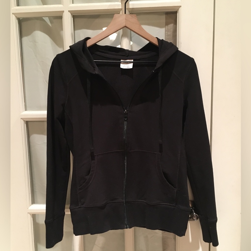 Danskin Now black longsleeve athletic jacket with hoodie - women’s small